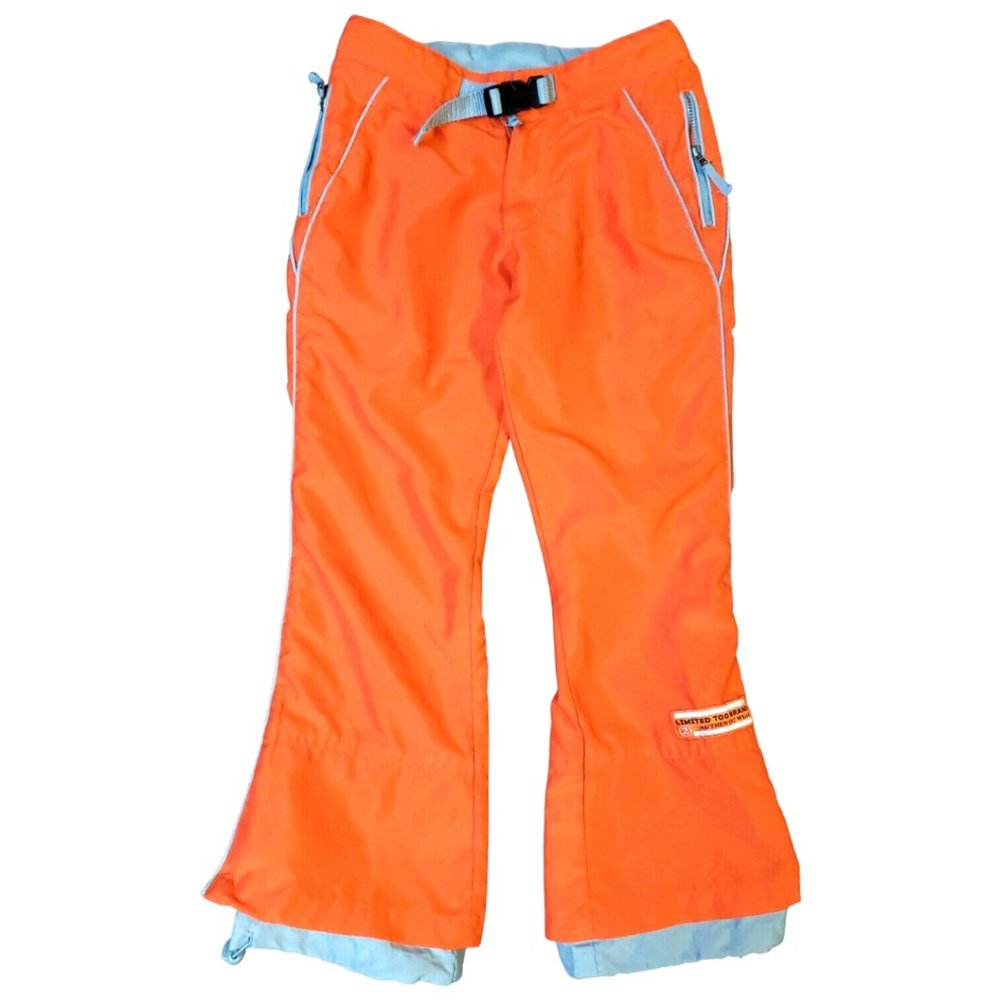 Vintage Y2K Limited Too LTD 2 Snow Ski Rain Pants Orange Reflective Piping - 7